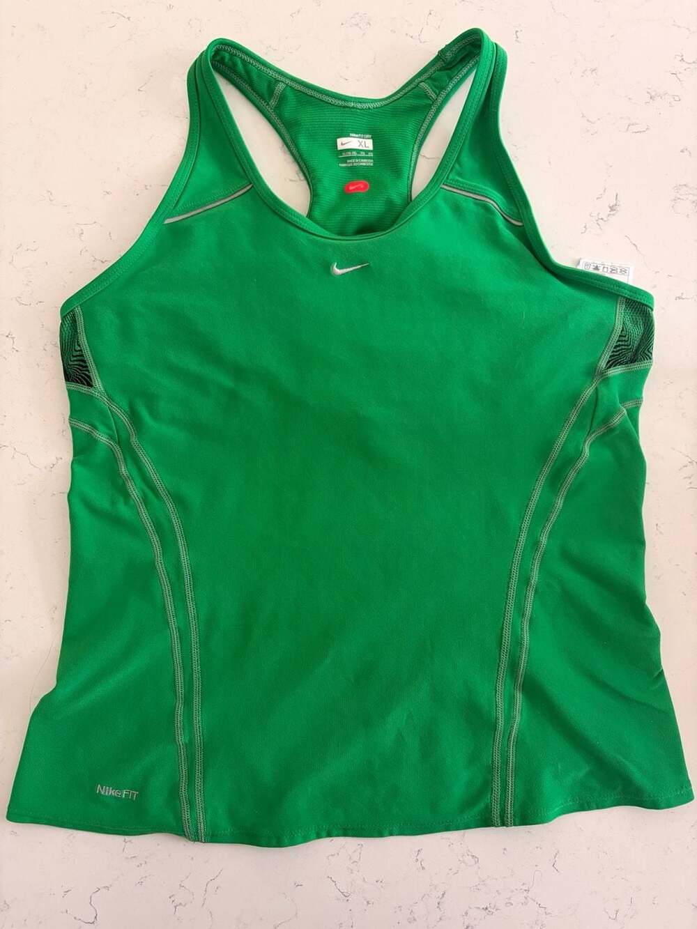 Nike Fit Dry Green Racerback Tank Top with Patterned Mesh Back XL